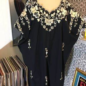 Stunning black off white embroidered Mexican Dress